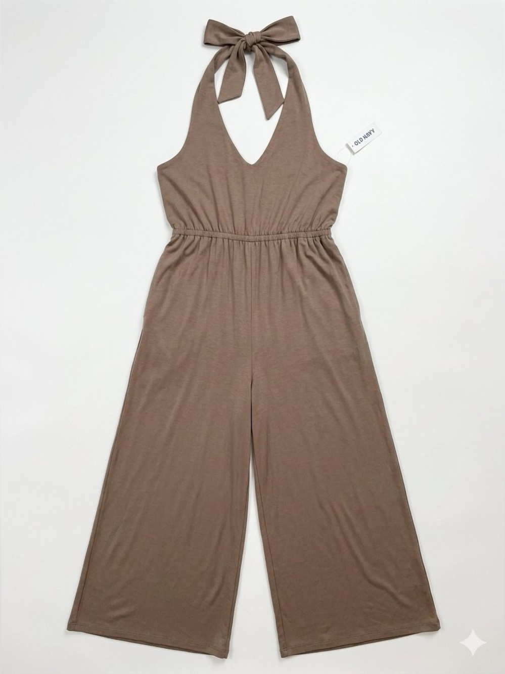 Old Navy Maternity Tan Light Brown Halter Wide-Leg Jumpsuit Womens Size Large
